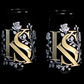 Black and Gold Wedding Champagne Flutes