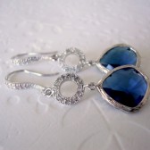Sapphire glass earrings