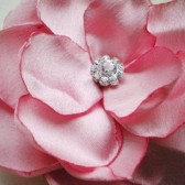 Blush Pink Bridal Satin Hair flower clip brooch rhinestone center 