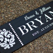 Custom Family Name Sign with Damask & Dots