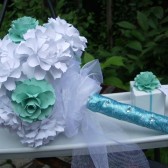 Bouquet - handmade paper flowers - tiffany blue inspired