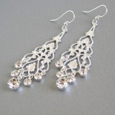 Rhinestone filigree chandelier earrings