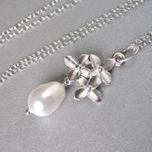 cherry blossom pearl drop pendant necklace