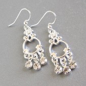 small silver chandelier rhinestone earrings
