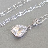 Cubic Zirconia drop pendant necklace