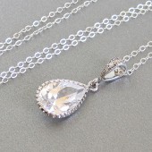 Cubic Zirconia drop pendant necklace
