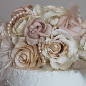 Floral Pearls & Feather Cake Topper