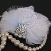 White Bridal Feather Fascinator Hair Clip
