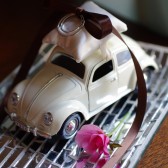 Wedding Ivory Volkswagon Bug Toy Car Ring Bearer Pillow