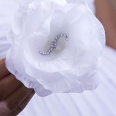 White Silk Crystal Rose Hair Clip