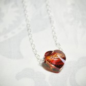 Red Heart Necklace, Crystal Necklace