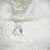 Pink Heart Necklace, Crystal Heart Necklace