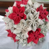 Book Text and Red Flower Bridal Bouquet