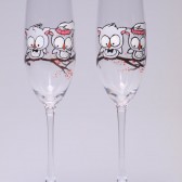 Hand painted Wedding Toasting Flutes Set of 2 Personalized Champagne glasses Wedding theme Owl on branch