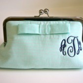 Mint Monogrammed Clutch