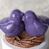 Purple Nuzzling Love Bird Cake Topper