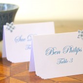 Wedding Place cards - Blue white Flower