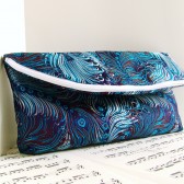 Blue peacock zipper clutch