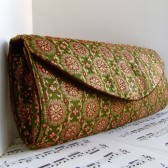 Green gold silk clutch