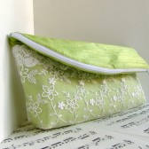 Key lime silk lace clutch