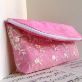 Pink lace silk clutch