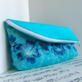 Torquoise lace zipper clutch