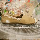 Vintage Lace Doily Custom Burlap TOMS