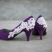 Purple Wedding Heels with Ivory Lace