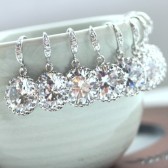 Round Glass Jewel Silver Plated Earrings