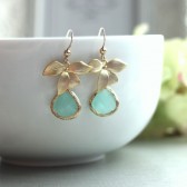 A wild orchid, blue aqua jewel earrings