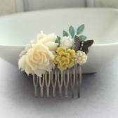 Flower Collage Vintage Inspired Filigree Hair Comb