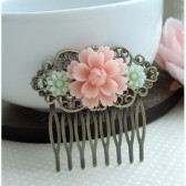 Flower Collage Vintage Inspired Filigree Hair Comb
