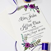 Purple Hand painted Wedding Invitation
