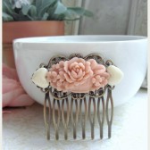 Flower Collage Vintage Inspired Filigree Hair Comb