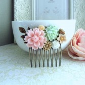 Flower Collage Vintage Inspired Filigree Hair Comb