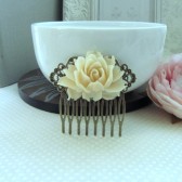 Large Ivory Rose Hair Comb