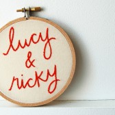 bride and groom embroidered names