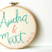 custom embroidered name hoop for the bride and groom