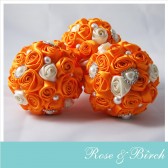 Orange & Ivory Bridesmaid Bouquets by Rose & Birch 
