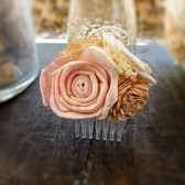 Wedding Hair Accessory- Bridal Bridesmaid Hair Comb, Handmade Flower, Shabby Chic Wedding, Rustic Wedding, Beach Wedding