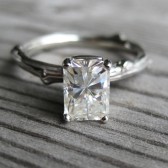 Emerald Cut Moissanite Twig Engagement Ring