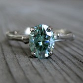 Oval Green Moissanite Twig Engagement Ring