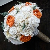 Alternative Wedding Bouquet - Custom Tangerine Orange Ivory Bridal Bridesmaid Bouquet, Keepsake Bouquet