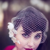 Bridal birdcage veil with flowers 