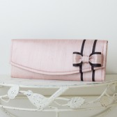 Wedding Envelope Clutch - Blush Pink Dupioni Silk with Bow