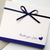 Blush and Navy Wedding Thank you Card