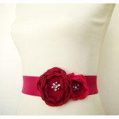 Fuchsia Pink Floral Bridal Dress Sash