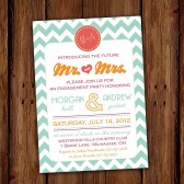 Chevron Stripe Bridal or Couples Shower Invitation