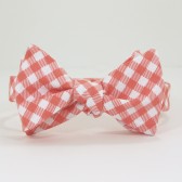 Coral Gingham Bow Tie
