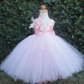 Vintage pink and ivory flower girl tutu dress